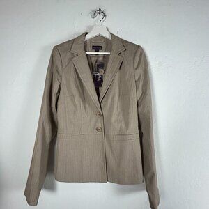 Long Tall Sally Womens Tan Herringbone Blazer Suit Jacket Size 6 Lined New $169